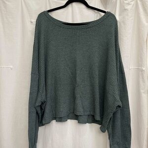 Cozy Green Waffle Knit Sweater